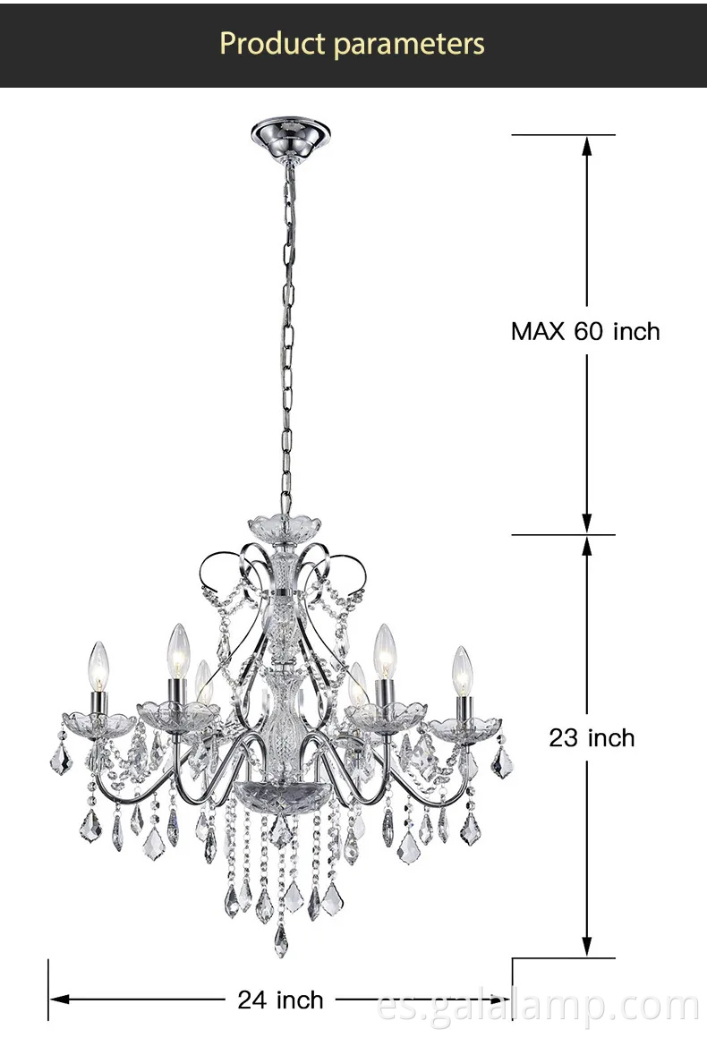 Elegante candelabro de cristal LED europeo para espacios de vida elegantes